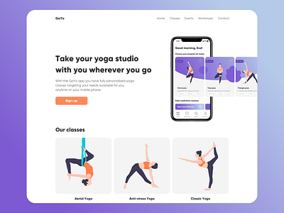 Yoga Lifestyle Studio creative design illustration ui ui design ux ux design yoga yoga app yoga classes yoga illustration yoga studio