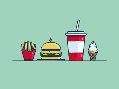 FOOD design fast food food french fries hamburger ice cream illustration illustration art illustrator illustrator cc soda vector