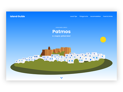 Patmos Island Guide Landing Page design figma flat illustration ui ux vector web website
