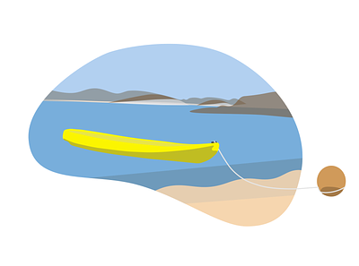 A sea kayak in patmos island design flat illustration vector