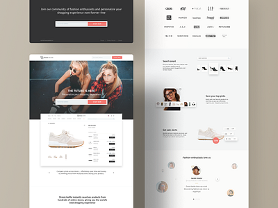 Fashion Startup Landing Page ai beige branding brands design desktop ecommerce fashion influencer landing page product sneakers startup ui website