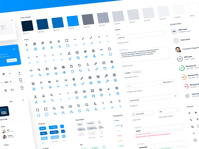 Design System Components for Con Cubo brand branding buttons color scheme colors components design system fields forms icons modules product styleguide styles ui user interface web app