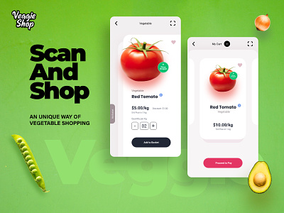 Scan and Shop-An Online Shopping Experience animation app dailyui illustration interaction mobile app online shopping prototype ui design veggie