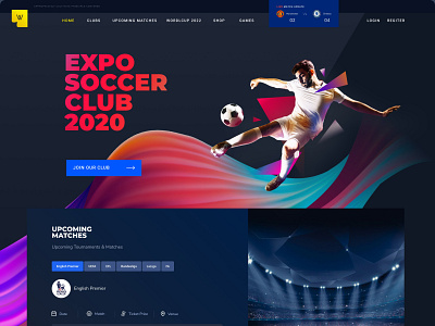 Soccer Landing Page branding creative design football club landing page design mobile app sports website ui design website