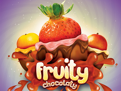 Fruit Candy Poster Ad bean candy chocolate cream fruit green jelly orange strawberry