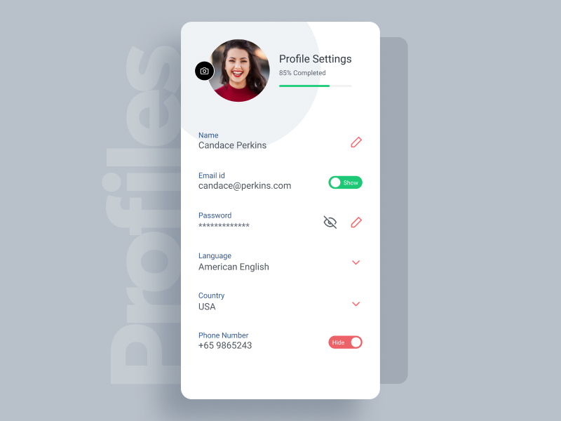 Profile Settings-#DailyUI 08 by Debobrata Debnath on Dribbble