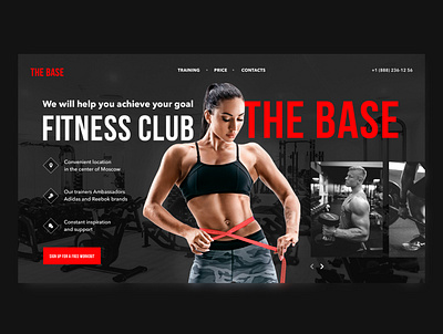 the base appdesign colour concept creativity daily dailyui design e commerce fitnes club homepage landing sport ui ui design uiux webdesign