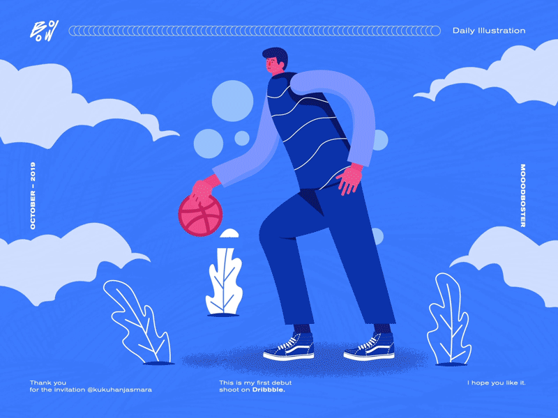 Hello, First Debut Shot on Dribbble animation design dribbble invitation dribble debut shot graphicdesign illustration motion design motiongraphic typography vector