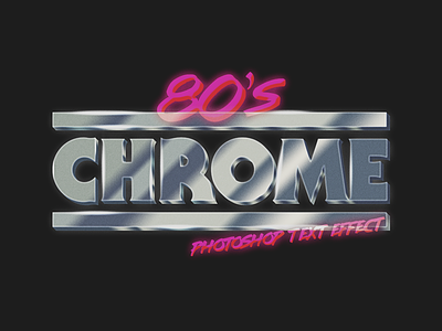 80's Chrome Photoshop Text Effect 80s brush chrome creative market layer style photoshop retro text text effect type typography vintage