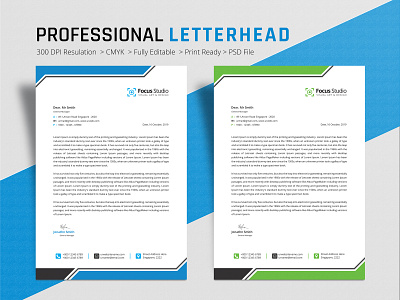 Professional Letterhead awesome blue branding branding design business clean colorful design corporate crative design graphic design letter letterhead letterhead design letterhead template print design professional professional design psd template