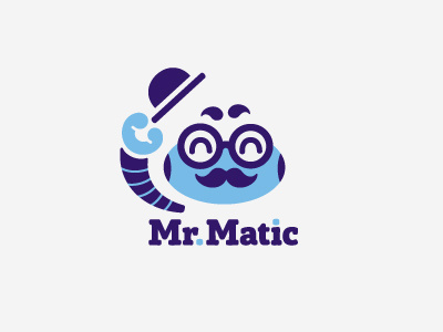 Mr. Matic character face friendly gentleman glasses hat man mr mustache robot vintage