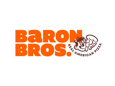 BaronBros. bold branding character illustration logo logotype mark pizza pizzeria typography vector