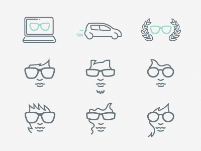 Icon set character eyeglasses icon pictogram simply