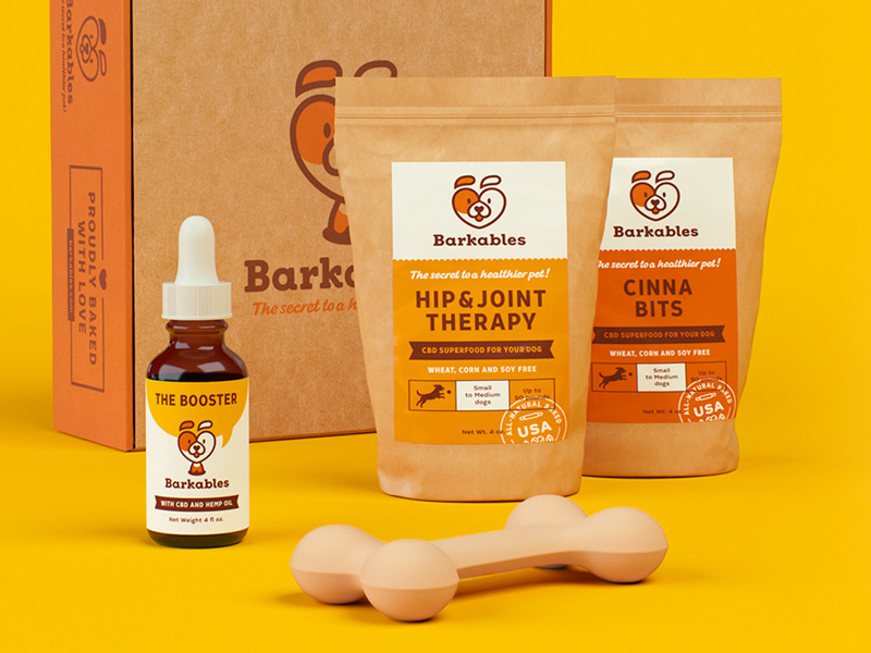 Barkables package box subscription food pet mark love heart fun dog branding
