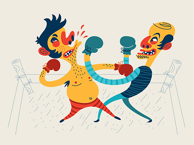 Old school boxing boxing character fight illustration pugilism