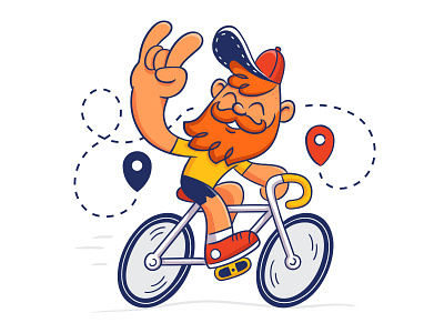 Hipster on a bike beard bicycle bike character hipster illustration