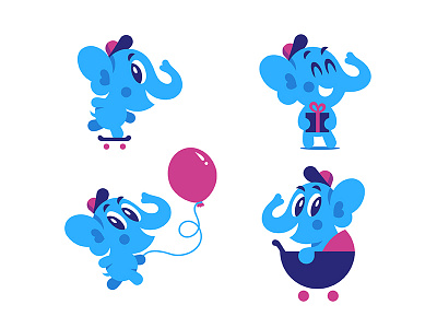 Baby Elephant. Vector mascot :) baby creativemarket character elephant kid mascot skateboard vector