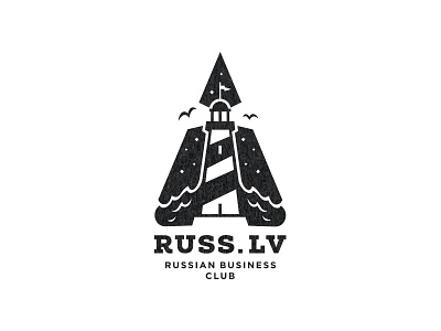 RUSSLV logo black black white branding design icon illustration lighthouse logo logotype mark sea vector