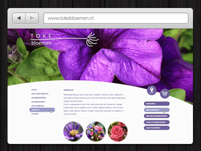 Toke bloemen button flowers identity purple webshop website