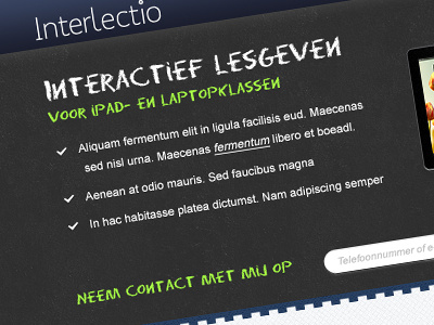 Frontpage Interlectio chalk homepage ipad laptop lessons school schoolboard
