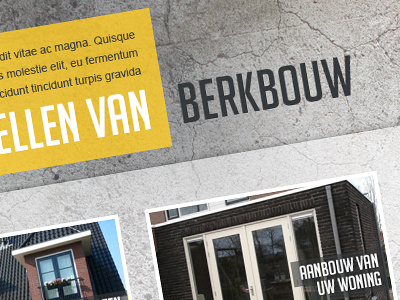 Website Berkbouw concrete construction worker identity website yellow