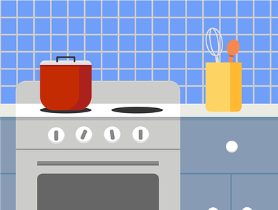 Kitchen Illustration countertop home homepage design illustration kitchen kitchenware oven vector