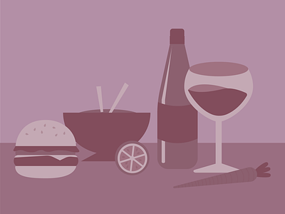 Monochromatic Food and Drink Illustration burger carrot drink eat food graphic design icon illustration illustrator lemon monochromatic monochrome noodles topic vector wine