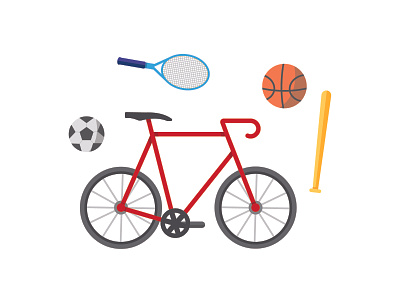 Sports Illustration ball baseball basketball bike futball graphic design icons illustration soccer sports tennis vector