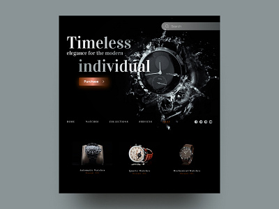 Website for a manufacturer of exclusive watches: landing page UI design figma landing page ui ux web design