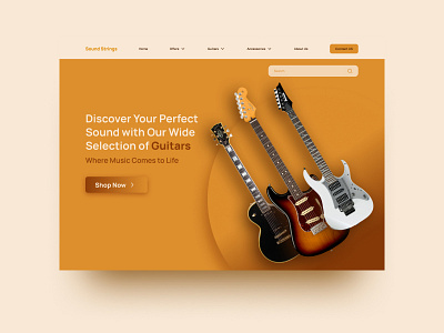 Website for a shop selling guitars: landing page UI design figma landing page ui ux web design