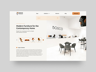 Website for a furniture showroom: landing page UI design figma landing page ui ux web design