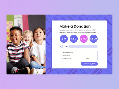 Donation Form UI application design donate donation layout non profit ui user experience web website