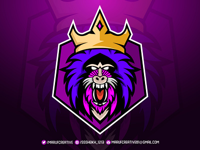 Baboon king mascot logo design baboon branding cartoonmascot esportlogo esports logo game gaminglogo illustration king logo mascot mascot character mascotlogo vector