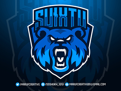 Crazy bear mascot logo design