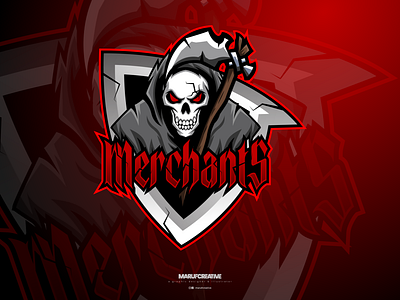 Merchants Cyber Skull Mascot Logo Design | Skull Mascot Logo cartoonmascot design esportlogo graphic design illustration logo mascot mascot character sports vector vintage logo