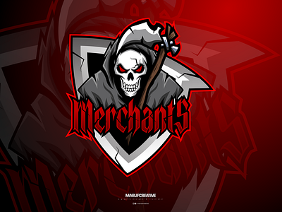 Merchants Cyber Skull Mascot Logo Design | Skull Mascot Logo