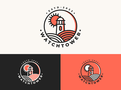 Watch tower line art logo design | Line art logo