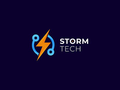 StormTech minimal logo design, Tech logo