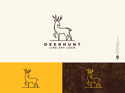 Deer Line Art Minimal Logo Design, Deer Logo