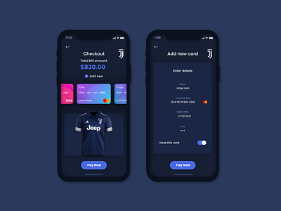 Credit Card Checkout Jersey adobe xd app dailyui jersey ui