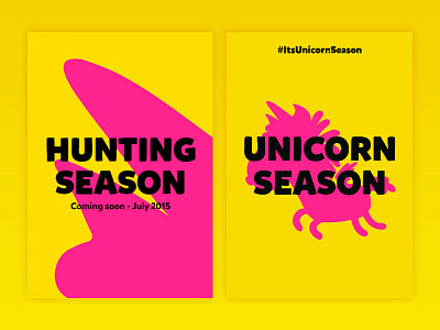 Hunting Season emplyee hunting pop poster recruitment unicorn yellow