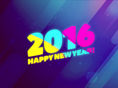 New year postcard 2016 lights neon new postcard typography year