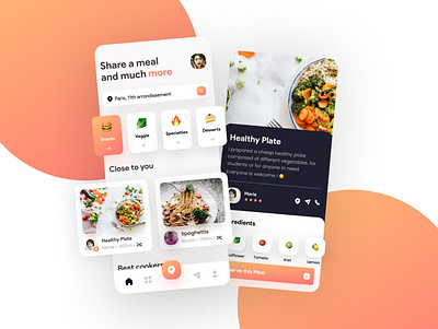 Food Sharing App UI Concept branding concept design freelance interface logo minimalist mobile modern redesign responsive typography ui ux webdesign
