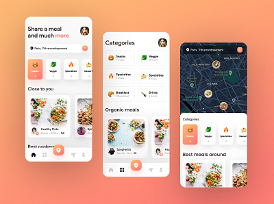 Food Sharing App UI Concept branding concept design food inspiration interface minimalist mobile modern responsive typography ui ux