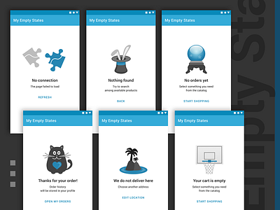 Empty States for Mobile App design illustration mobile app design ui ux vector