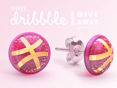 Three Dribbble Invites Give Away box competition diamond dribbble earrings gift give away gold invites jewelry pink silver