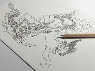 Custom Lai Thai Naga Serpent Sketch