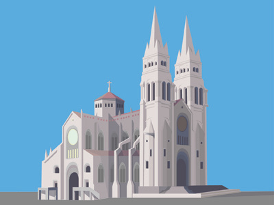 Metropolitan Cathedral Of Fortaleza Brasil Flat Art 45 degree flat art icon ios modern perspective poster shadows