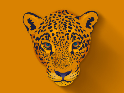 Brazilian Leopard Head adobe brazil feline flat illustrator leopard mato grosso piercing eyes yellow