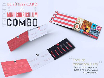 Trifold Business Card & Mini Curriculum Combo advertising business card combo compact curriculum cv essential exposure foldable job trifold